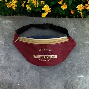 Aeo Active Fanny Pack Crossbody Bag Burgundy Blue Adjustable Unity Sector